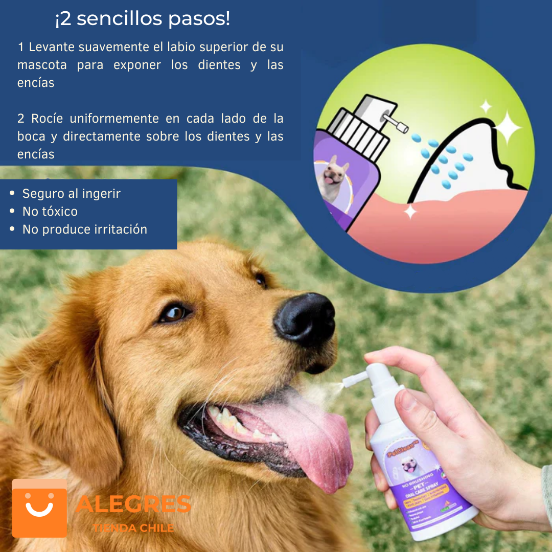 PetClean™ - Aerosol 100 % Natural para el cuidado bucal de perros y gatos