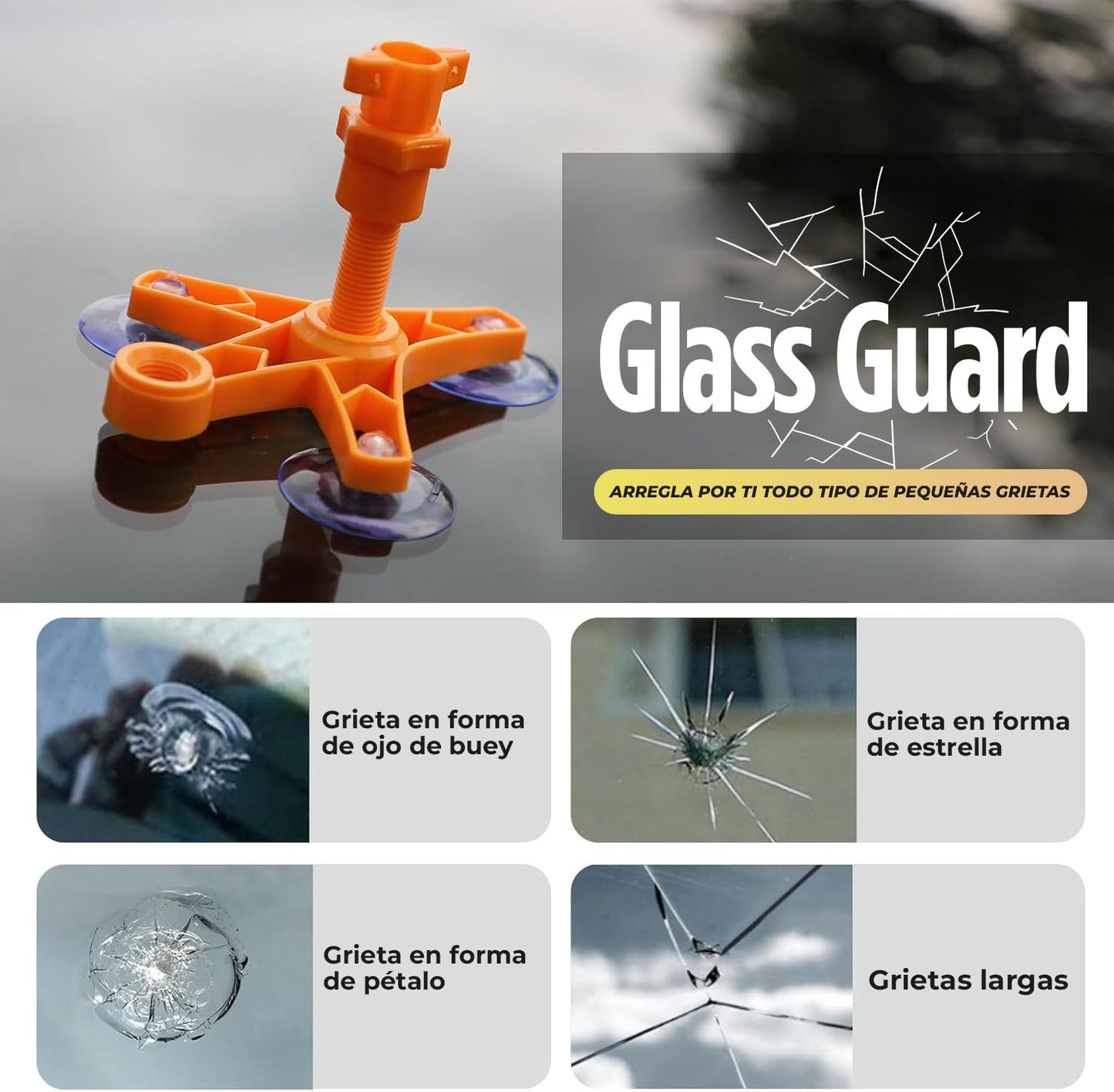 GlassGuard™ - Reparador de fracturas de vidrio