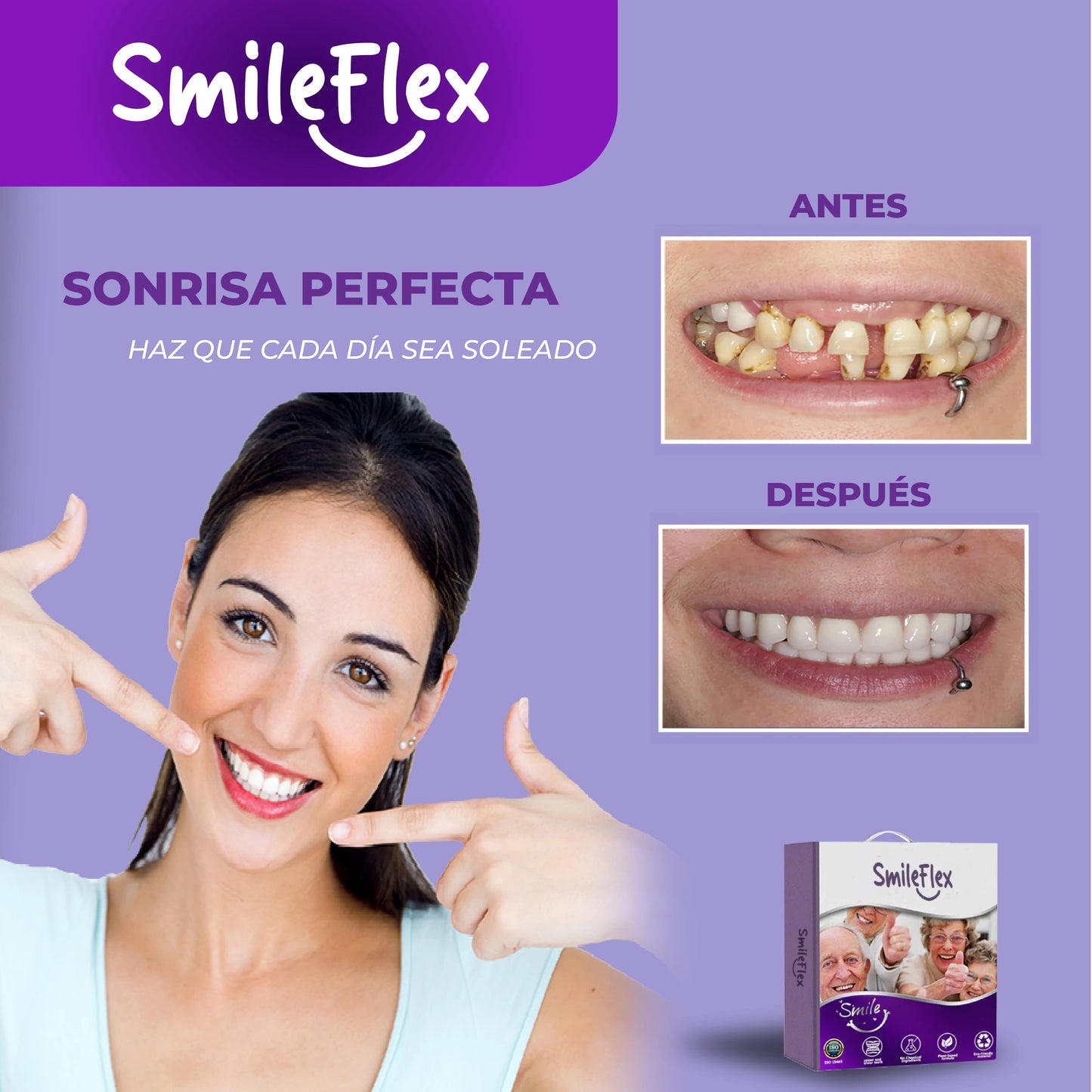 SmileFlex™ - Dentadura Auto Ajustable Universal